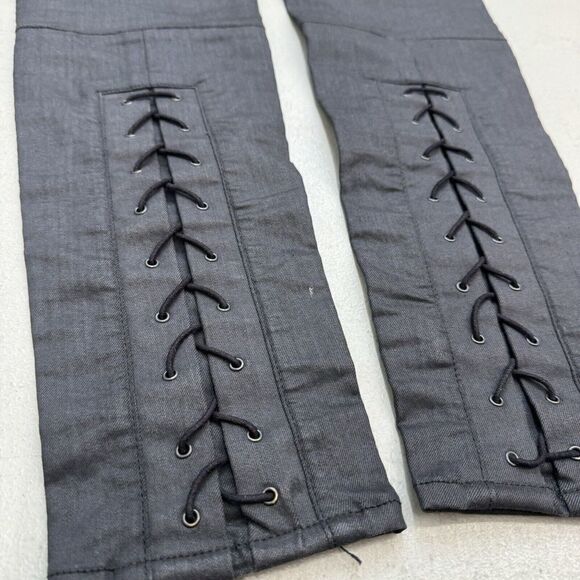 Rag & Bone Devi Skinny Jeans Lace Up Ankle Waxed Coated Black Wash Sz 28 (31x28) - Picture 7 of 9